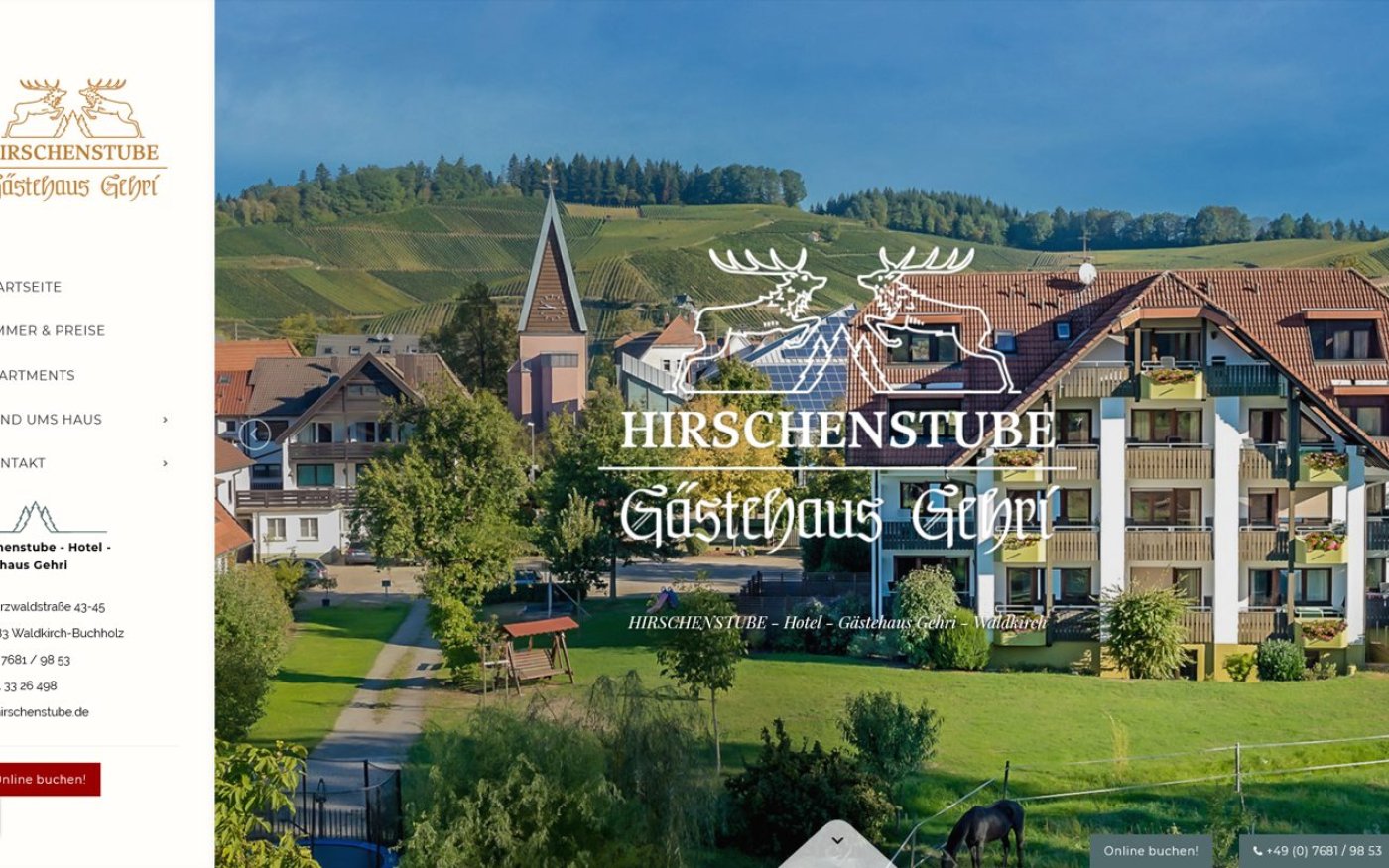 Website Hirschenstube · Hotel Gehri Waldkirch – Webdesign von Gehring Media