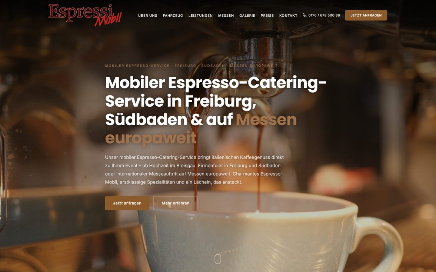 Website Espressi-Mobil · Espresso-Catering – Webdesign von Gehring Media