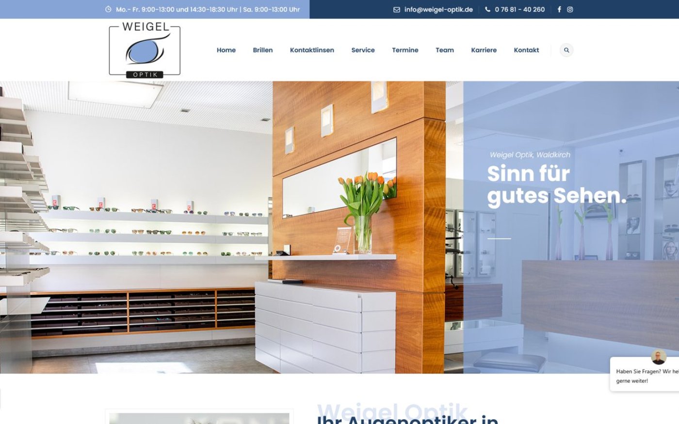 Website weigel-optik.de – Webdesign von Gehring Media